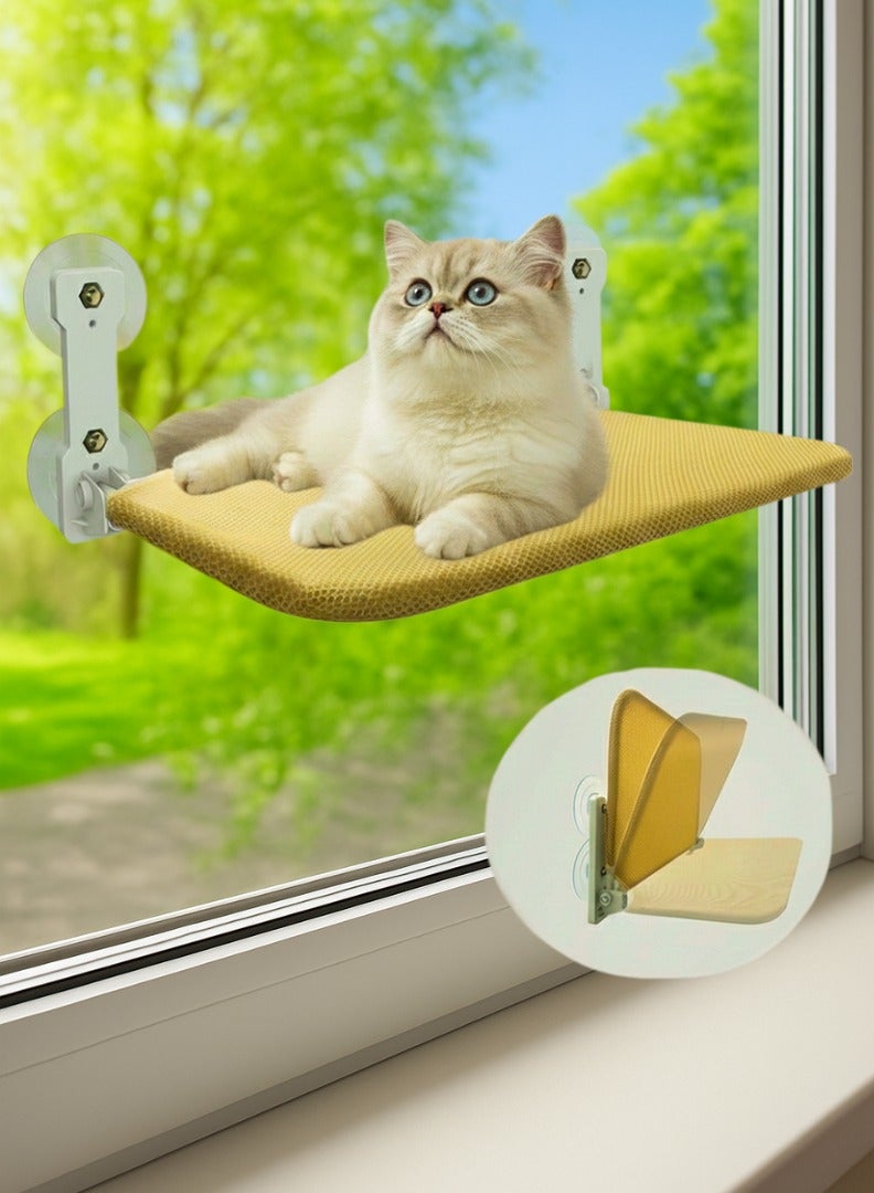 Horizon Cat Hammock Window Bed with Sturdy Suction Cup, Sunny Cat Window Perch Seat with Breathable Mesh, Space-Saving Cat Bed for Indoor Cats, Soft Plush Pad for Sunbathing( 45* 30 * 17.5 Cm) - Image 1